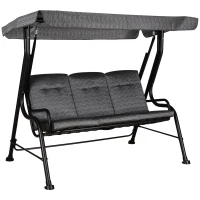 Outsunny Balansoar pentru Gradina pentru 3 Persoane cu Copertină Reglabilă și Perne, 200x120x170cm, Negru(m-1)