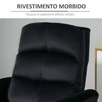 HOMCOM Fotoliu Recliner pana la 155 ° cu Tetiera si Suport pentru picioare, Fotoliu Relax din Tesatura Catifelata si Otel cu Buzunar Lateral, Negru(m-7)
