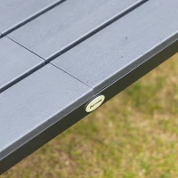 Set Mobilier de Gradina din 4 piese Outsunny, Cadru Negru și Lamele din Plastic Gri Inchis cu Efect de Lemn, Cafea(m-8)