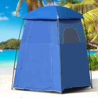 Outsunny Toilettenzelt für 1-2 Personen Mobiles Camping Duschzelt Umkleidezelt mit Tasche Duschkabine Umkleidekabine UPF50 Fiberglas Polyester Blau 167 x 167 x 218 cm(m-9)