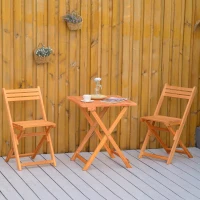 Outsunny Set 3 Piese Masa si Scaune de Gradina Pliabile din Lemn pentru Exterior(m-2)