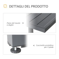 Masa de Gradina Extensibila Outsunny pentru 8-10 Persoane cu Structura din Aluminiu, 135-270x90x75cm, Gri(m-7)