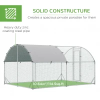 PawHut Walk In Chicken Run Galvanised Chicken Coop Hen Poultry House Cage Rabbit Hutch Pet Playpen Garden with Water-Resist Cover, 2.8 x 3.8 x 2m(m-6)