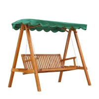 Outsunny 3-Seater Pinewood Swing Chair-Green(m-1)