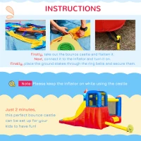 Outsunny Castel Gonflabil 4 in 1 pentru Copii de la 3 la 8 ani cu Tobogan, Trambulina, Piscina si Pompa inclusa, 265x260x200cm(m-7)