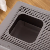 PawHut Litiera Acoperita pentru Pisici cu Capac cu 2 Intrari, Lopatica si Tava Detasabila, din Plastic PP, Gri Inchis(m-9)