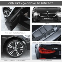 HOMCOM Carro elétrico para criança BMW 6GT para criança de 3-6 anos com controle remoto Carga 30 kg 106x64x51cm Preto(m-5)