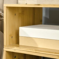 HOMCOM Set 2 noptiere Masute de cafea, Design Deschis  si Stivuibil din Bambus pentru Dormitor si Living, 43x32,5x42cm, Culoare Naturala(m-4)
