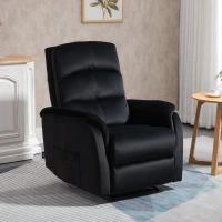 HOMCOM Fotoliu Recliner pana la 155 ° cu Tetiera si Suport pentru picioare, Fotoliu Relax din Tesatura Catifelata si Otel cu Buzunar Lateral, Negru(m-10)