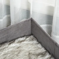 Culcus pentru Caini Inaltat PawHut cu Perna Lavabila, Patut pentru Caini Capitonat din Lemn si Plus, 81Lx56x23,5cm, Gri(m-10)