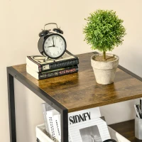 HOMCOM Birou pentru PC cu Rafturi si Sertare din PAL si Otel, 140x50x110cm, Negru si Maro(m-6)