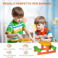 Outsunny Masa Picnic Copii – Set Masa & 2 Banci pentru 3–6 Ani(m-5)