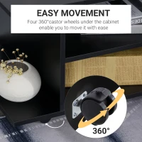 HOMCOM Modern TV Cabinet Stand Storage Shelves Table Mobile Bedroom Furniture Bookshelf Bookcase Black(m-5)