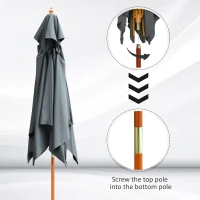 Outsunny Umbrela pentru Gradina si Terasa 3x3m, 8 Sipci din Bambus Copertina Parasolar pe 2 Niveluri, Gri(m-4)