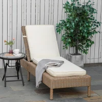 Outsunny Perna pentru Sezlong si Fotoliou Plaja cu Sireturi, Husa Detasabila din Poliester, 188x53x8cm, Alb Crem(m-10)