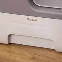PawHut Litiera Acoperita pentru Pisici cu Capac cu 2 Intrari, Lopatica si Tava Detasabila, din Plastic PP, Gri Inchis(m-8)