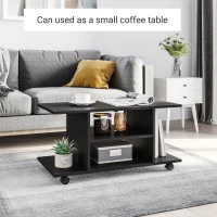 HOMCOM Modern TV Cabinet Stand Storage Shelves Table Mobile Bedroom Furniture Bookshelf Bookcase Black(m-6)