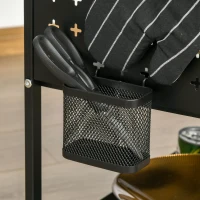 HOMCOM Rollwagen Küchenwagen mit Rollen Küchenregal Metallregal mit 2 Ebenen Badregal Aufbewahrungswagen Servierwagen Stahl Schwarz 70 x 33,4 x 80,5 cm(m-8)