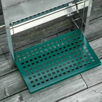 PawHut Hranitoare pentru Gaini de 13,5 litri pentru 3 Pui, Rezistenta la Ploaie, cu Capac Automat si Pedala, 33,5x38,5x66cm, Argintie șsi Verde(m-8)