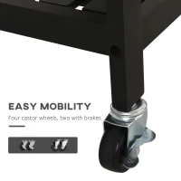 HOMCOM Pine 3-Tier Kitchen Cart Multifunction Rolling with Open Shelves Kitchen Island with Stainless Steel Top(m-7)