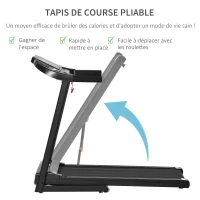 HOMCOM Tapis de course électrique tapis roulant pliable 1-12 Km/h moteur 500 W silencieux affichage LED 12 programmes 2 porte-gobelets support téléphone134 x 60 x 118 cm(m-4)