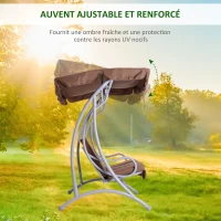 Outsunny Balancelle balancoire Fauteuil de Jardin en Acier 3 Places Charge Max. 340 Kg Chocolat(m-4)