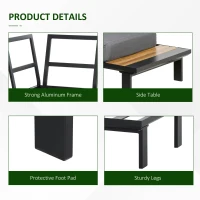 Outsunny 4 Pieces Aluminium Garden Furniture Sets with Thick Padded Cushion, 5 Seater Outdoor L Shape Corner Sofa Conversation Set, w/ Coffee Table and Sofa Side Table for Patio, Deck, Dark Grey(m-7)