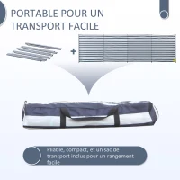 Outsunny Paravent brise-vent de camping portable pliable avec sac de transport et poteaux en acier dim. 540 cm x 150 cm bleu et blanc(m-6)