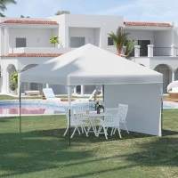 Outsunny Tonnelle pop-up tente barnum de jardin pliant avec paroi latérale amovible + sac de transport acier tissu Oxford 3 x 3 x 2,65 m blanc(m-2)