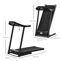 HOMCOM Tapis de course électrique tapis roulant pliable 1-12 Km/h moteur 500 W silencieux affichage LED 12 programmes 2 porte-gobelets support téléphone134 x 60 x 118 cm(m-3)