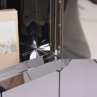 kleankin 7 Compartment Mirrored Bathroom Storage Cabinet On-Wall Steel Frame w/ 2 Doors Double Reflection Shelves Home Vanity Silver Tone(m-10)