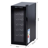 HOMCOM 12 Bottle Wine Cooler Mini Bar Refrigerator 11-18°C Adjustable Temperature Touch Control Led Lights Sleek Stylish Suitable For Home Bar Party Black(m-3)