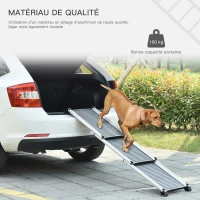 PawHut Rampe Télescopique pour Chien Rampe Animal de Compagnie en 3 Parties Légère Design Pliable avec Poignée Rampe d'accès Ideale pour Voiture Facile à transporter 159 x 42 x 11,5 cm Noir(m-7)