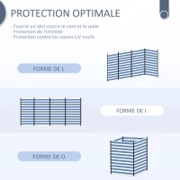 Outsunny Paravent brise-vent de camping portable pliable avec sac de transport et poteaux en acier dim. 540 cm x 150 cm bleu et blanc(m-4)