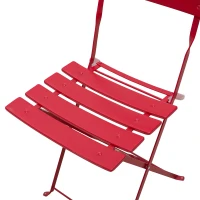 Outsunny Salon de Jardin Bistro Pliable - Table Ronde Ø 60 cm avec 2 chaises Pliantes - Acier thermolaqué Rouge(m-7)
