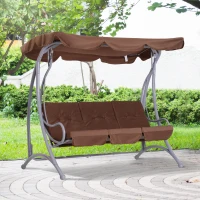 Outsunny Balancelle balancoire Fauteuil de Jardin en Acier 3 Places Charge Max. 340 Kg Chocolat(m-10)
