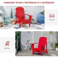 Outsunny Fauteuil de jardin Adirondack grand confort porte-gobelet intégré bois de sapin traité peint rouge(m-7)