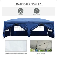 Outsunny Cort pentru gradina, 6x3x2.55 m, albastru(m-5)