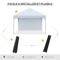 Outsunny Tonnelle pop-up tente barnum de jardin pliant avec paroi latérale amovible + sac de transport acier tissu Oxford 3 x 3 x 2,65 m blanc(m-5)