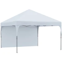 Outsunny Tonnelle pop-up tente barnum de jardin pliant avec paroi latérale amovible + sac de transport acier tissu Oxford 3 x 3 x 2,65 m blanc(m-1)