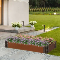 Outsunny Carré potager lit de jardin surélevé jardinière rectangulaire dim. 100L x 50l x 15H cm panneaux modulables HDPE marron(m-2)