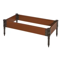 Outsunny Carré potager lit de jardin surélevé jardinière rectangulaire dim. 100L x 50l x 15H cm panneaux modulables HDPE marron(m-1)