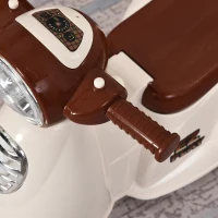 HOMCOM Porteur Enfants Moto 12-36 Mois dim. 66L x 33I x 47,7H cm Effets Lumineux et sonores Coffre Blanc Marron(m-9)