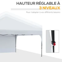Outsunny Tonnelle pop-up tente barnum de jardin pliant avec paroi latérale amovible + sac de transport acier tissu Oxford 3 x 3 x 2,65 m blanc(m-4)