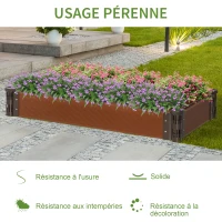 Outsunny Carré potager lit de jardin surélevé jardinière rectangulaire dim. 100L x 50l x 15H cm panneaux modulables HDPE marron(m-4)