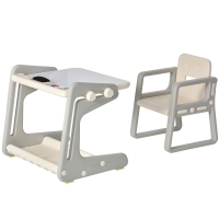 Bureau Et Chaise Enfant HOMCOM Réglables - Avec Lampe LED, Plateau Inclinable, Support Livre - Rose, Pour 6-12 Ans