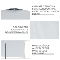 Outsunny Tonnelle pop-up tente barnum de jardin pliant avec paroi latérale amovible + sac de transport acier tissu Oxford 3 x 3 x 2,65 m blanc(m-7)