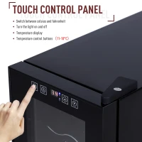 HOMCOM 12 Bottle Wine Cooler Mini Bar Refrigerator 11-18°C Adjustable Temperature Touch Control Led Lights Sleek Stylish Suitable For Home Bar Party Black(m-4)