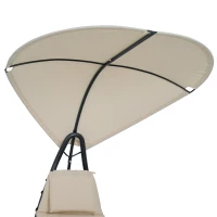 Outsunny Bain de Soleil Design Contemporain avec Pare-Soleil et Matelas 1,81L x 1,27l x 1,77H m Acier époxy Noir Polyester Beige(m-8)