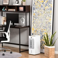 HOMCOM 4L Portable Air Cooler, Mobile Evaporative Cooler Humidifier with 3 Modes, 3 Fan Speed, Remote Controller, 7.5 Hour Timer, Swing and Ice Cooling Function for Bedroom, Dorm, Office(m-15)